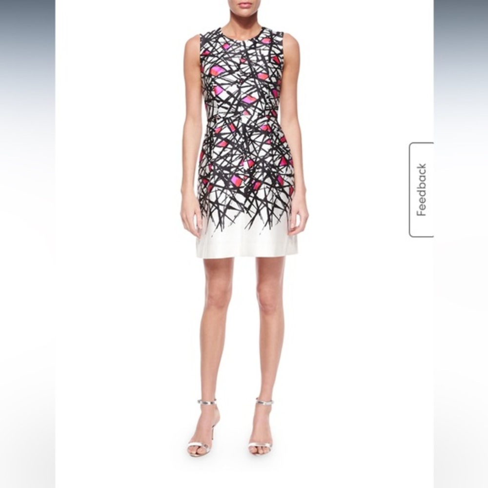 Milly pink black and white abstract print Coco dress 10